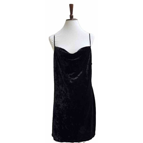Bardot Womens Black Velour Velvet Slip Strappy Mini Dress Size L / 10 US - Picture 1 of 16